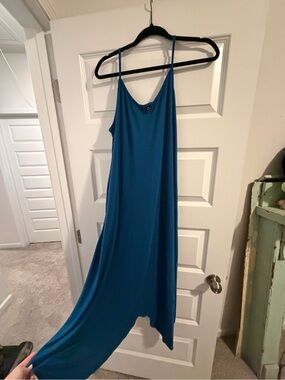 Spaghetti Strap Teal Slip Dress